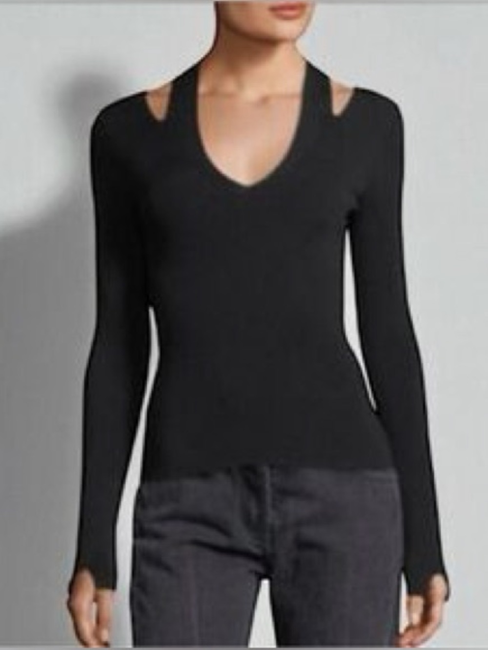 Chaser Navy Cutout Shoulder Long Sleeve Top
